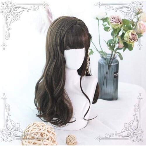 High Quality Lolita Chestnut Brown Daily Girl Long Roll Wig Cosplay Party