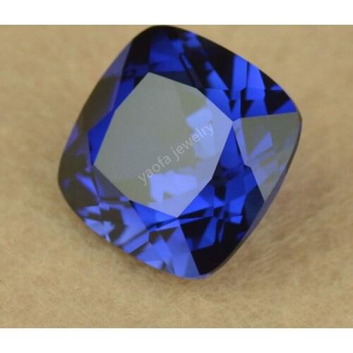 Sale 4x4~12x12mm 33# Cushion Shape Cut Middle Blue Corundum Stone Lab Synthetic Sapphir-e Corundum Blue Gems For Jewelry DIY