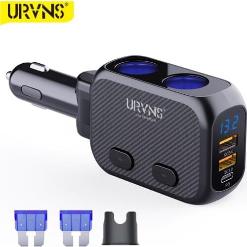 URVNS Cigarette Lighter Splitter, Type-C 20W PD Fast USB C Car Charger & Dual QC 3.0 180W 2-Socket Adapter for Phones, Dash Cam