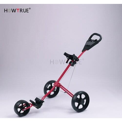 Foldable Golf Trolley, Golf Push Cart with Adjustable Push Handle, Foot Brake, and Scorecard, 3 Wheel Push Pull Golf Cart