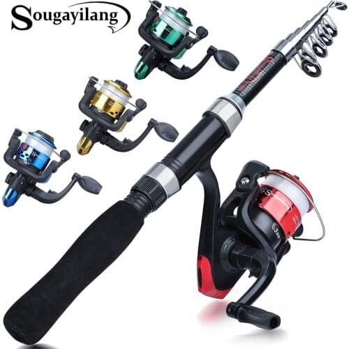 Sougayilang 1.6m Spinning Fishing Combo 7 Sections Spinning Rod and 3BB 5.2:1 High Speed Spinning Fishing Reel Fishing Kit Pesca
