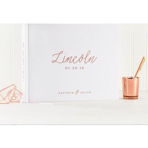 Customize Rose Gold Foil hardcover wedding sign in Guestbook, custom wedding journals instant photo albums guestbook photobooth