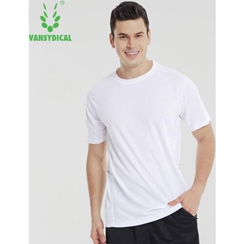 VANSYDICAL Running Shirt Men Solid Loose Short Sleeve Fitness Gym Clothing Quick Dry Active Sportswear Training Workout Tee