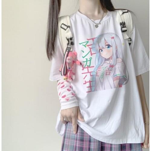 Izumi Sagiri Anime Cute Cartoon Sweet Girls Print Tops Japan Fun Ulzzang Summer Chic Casual JK Tee Women Vintage Gothic T-Shirt