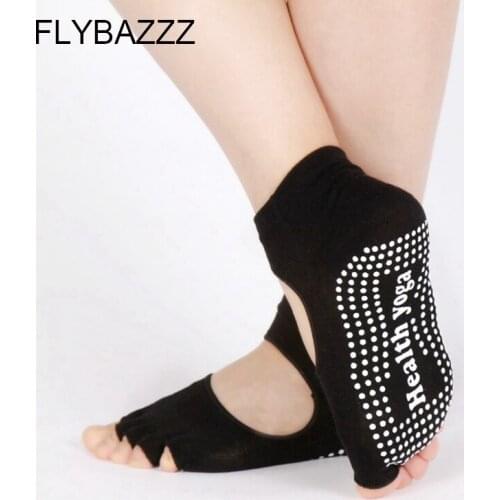 Women Professional Yoga Socks Anti-slip Five Fingers Toe Backless Silicone Non-slip Socks Ballet Gym Fitness Sports Cotton Socks