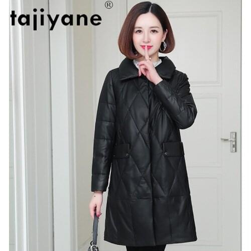 Tajiyane real sheepskin jacket women white duck down coat woman genuine leather jackets female long clothes abrigo mujer TN1338