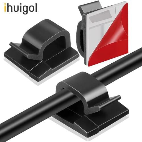 Ihuigol Mini 20pc Self-adhesive Cable Organizer Clip For Keyboard Mouse Headphone Home Car Universal Wire Winder Management Clip