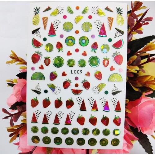 3D Nail Art Sticker Watermelon Strawberry Fruits Foil Decals Self Adhesive Beautiful Decorations on Nails Manicure Accessories