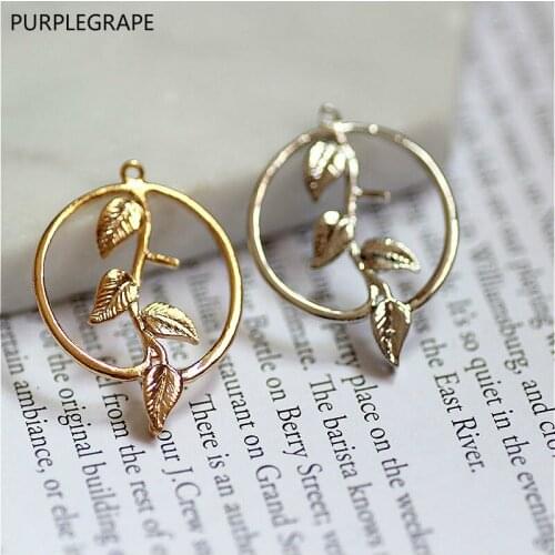 6pcs Copper plated 18K gold color color DIY jewelry making earrings accessories necklace pendant twig