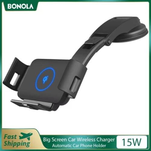 Bonola Automatic Clamping Wireless Car Charger Mount for iPhone 11 XR 8 Plus Car Wireless Charger for Samsung S20 Plus Note 20