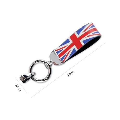Auto Styling Alloy Key Case Cover Chain Red Union Jack Fit MIN F54 F55 F56F57F60 Clubman Countryman Car Accessories Keychain x1