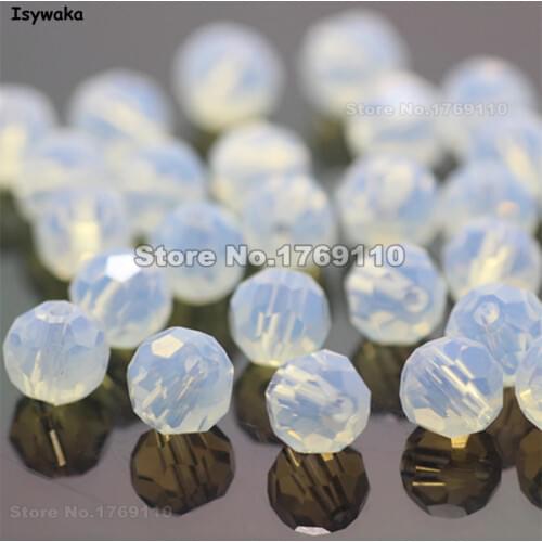 Isywaka Sale 100pcs Milky Color Round 6mm Austria Crystal Beads charm Glass Beads Loose Spacer Bead for DIY Jewelry Making