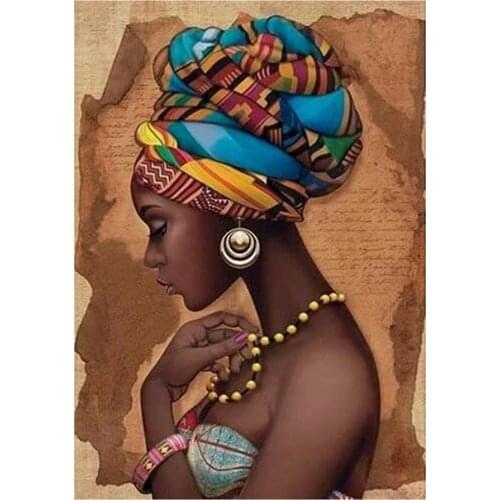 Black female pattern 5D DIY full diamond cross stitch diamond mosaic home decoration