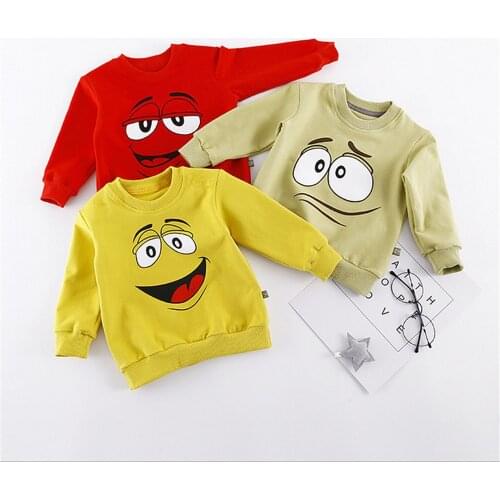 Baby Sweatshirts Spring Autumn Child Cartoon MM Chocolate Bean Print Sweater Kids Long Sleeve T-shirt Casual Clothing