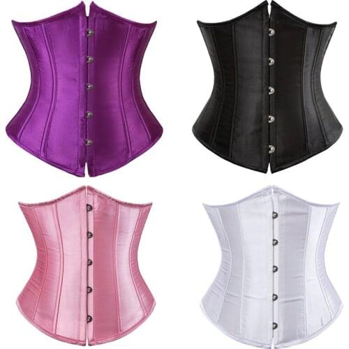 Womens Slimming Shapers Short Corset Top Sexy Underwear Satin Plus Size Underbust Overbust Lace Up Waist Trainer Bustier Corset