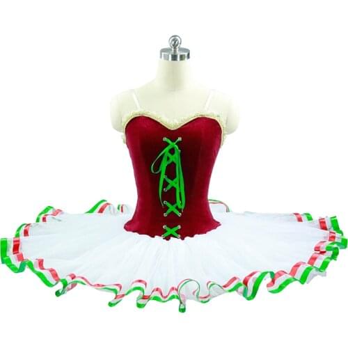 Esmeralda Classical ballet stage costume Burgundy green white professional ballet tutu Flames of Paris performance pancake tutu