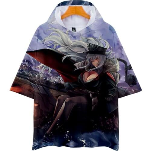 Kawaii Japan Harajuku Style Azur Lane 3D Hoodie T-shirts Men Harajuku Summer Oversized T Shirt Men Short Sleeve Tees Anime Tops