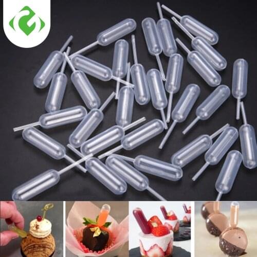 50 Pcs/pack Ice Cream Jelly Milkshake Droppers Straw Dropper For Cake Disposable Straw Injector For Cupcake Dessert Baking Tools