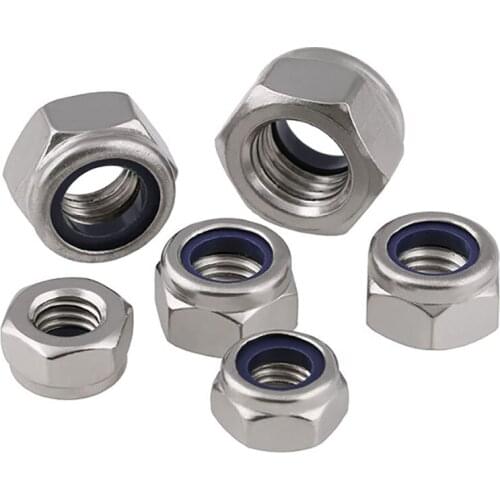 Left Hand Thread Hex Nylon Insert Lock Nut 304 Stainless Steel Reverse Thread Hexagon Self-locking Nylock Locknut M4-M12