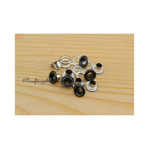 Eyelets metal with washer grommets black round 100 sets 4 mm AC72E