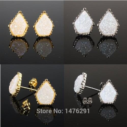Fashion AB Color Druzy Geode Drusy Earring 1pair