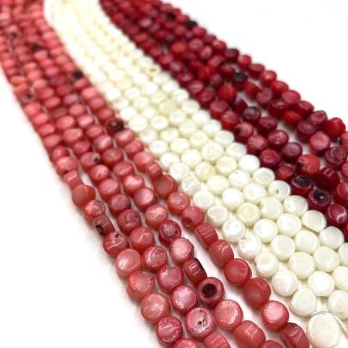 Fashion disc shape 3x6mm red coral beads exquisite jewelry bracelet necklace making DIY ladies holiday gift A whole(about63pcs)