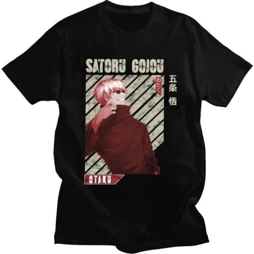 Mens Jujutsu Kaisen Satoru Gojo T Shirts Short Sleeve Cotton Tshirt Novelty T-shirt Designer Anime Manga Tee Tops Clothing