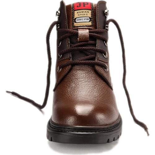 Brand Genuine Leather Men Shoes Autumn Winter Men Boots Fashion Vintage Style Male Motorcycle Shoes High-Cut Men Casual Shoes 44