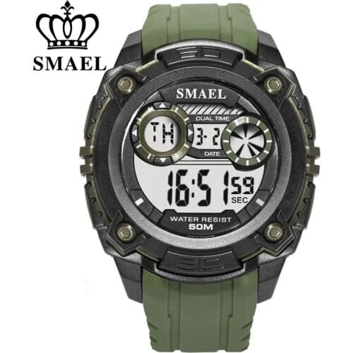 SMAEL Men Sports Watches Waterproof Back Light LED Digital Watch Chronograph Shock Clock Fashion Casual Electronics Wristwatches
