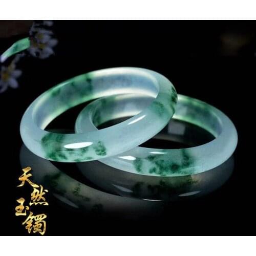 Natural Chinese Piaohua Hand-carved Jade Bracelet Fashion Women Jewelry Jade Piaohua Color Jade Bracelet Gift Accessories