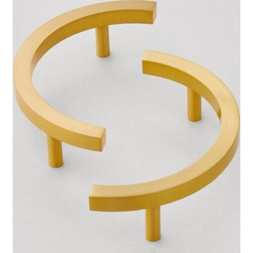 New Circle Design Brass Handle Solid Light Luxury Modern Wardrobe Cabinet Door Drawer Knob Handles Pure Copper Furniture Pulls