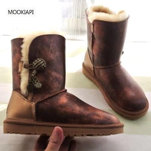 The latest high-quality womens snow boots of Australian brand in 2020, real sheepskin, natural wool, warm womens shoes