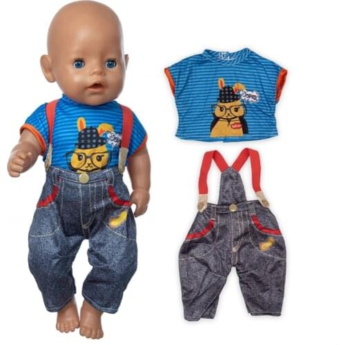 New Overalls Suit Doll Clothes Fit 17 inch 43cm Doll Clothes Born Baby Suit For Baby Birthday Festival Gift