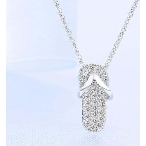 New original 925 sterling silver flip flops zircon pendant necklace 2020 woman DIY fine jewelry Valentine Day gift free shipping