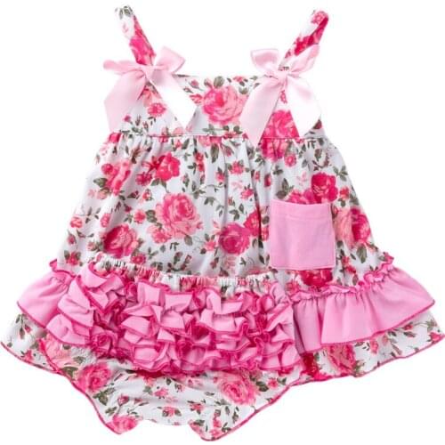 Baby girl clothes Girls' dress summer new baby print princess dress pants 2pcs sets baby girl outfit infant clothing I0301