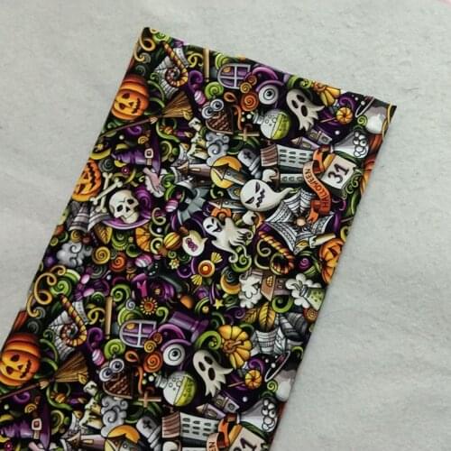 Vintage Halloween Skull Ghost Pumpkin Printed Cotton Fabric 50x105cm Fabric Patchwork for Cloth Dress Party Home Decoration