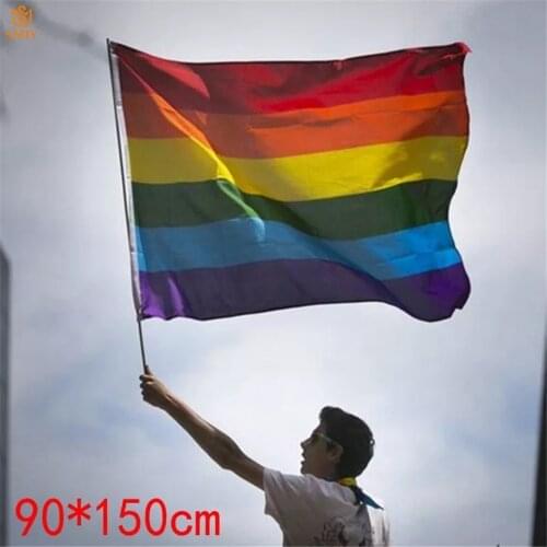 SMJY Free Shipping 3x5 FT Polyester Fiber Painted Rainbow Flag World Gay Pride Peace Pennants Flag Decoration Banner Collection
