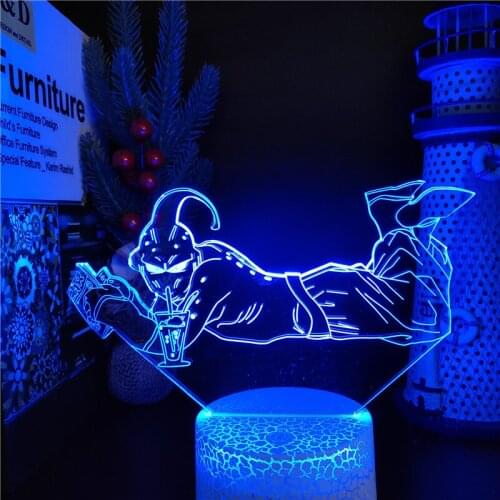 Anime Dragon Ball Z LED Night Light Funny Evil Majin Buu LED Lampara Children Kids Manga Birthday Gifts 3D Tabe Lamp Luminaria