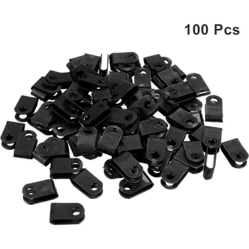 Uxcell U-type/R-Type 100pcs 6.4/8.4/13.2/3.3mm Dia. Nylon Cable Clamp Black White Organizer Electrical Wires Holder Cord Clips