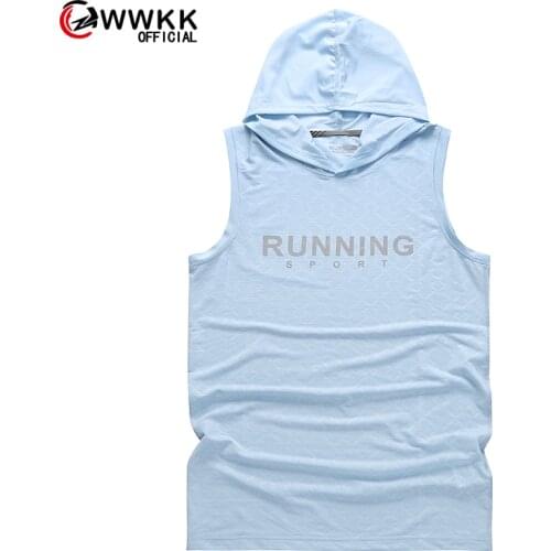WWKK New Fashion Sleeveless Shirts Gym Hoodies Tank Top Men Fitness Shirt Bodybuilding Singlet Workout Vest Men Hooded