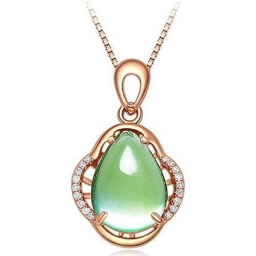 Elegant Chic Grape Green Crystal Emerald Gemstones Diamonds Pendant Necklaces for Women 18k Rose Gold Color Choker Jewelry Gifts