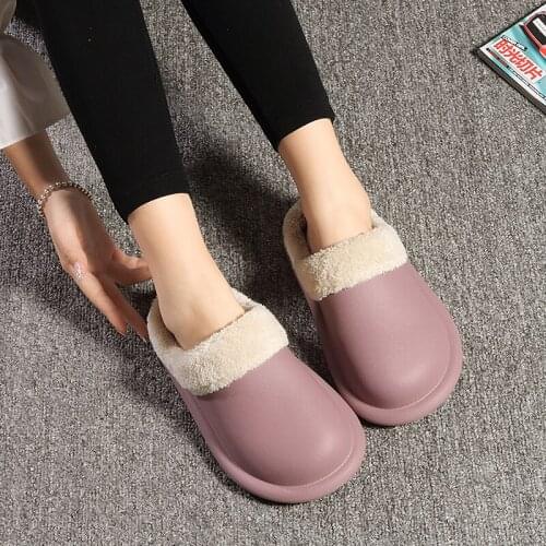Winter/Autumn Slippers Lovers Cozy Outdoor Warm Plush Indoor Women Men Kitchen Shoes Anti-Slip Soft EVA Waterproof Home Sneaker