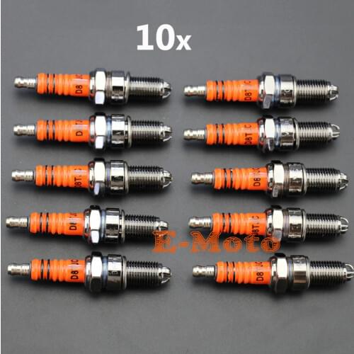 10PCS Spark Plug D8TC D8TJC 3 Electrode For CG 125 150 200cc CF250 Moped Scooter ATV