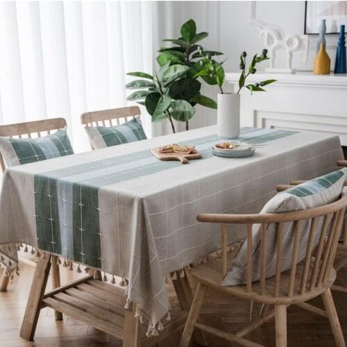 2020 Thicken Home Hotel Table Cloth with Tassels Kitchen Dining Table Cover Rectangular Tablecloth Linen Cotton Table