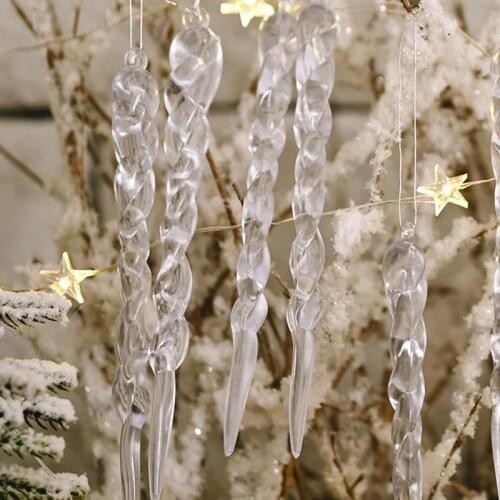 2021 Christmas Decorations for Home Simulation Ice Xmas Tree Hanging Ornament Fake Icicle Props New Year