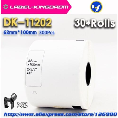 30 Refill Rolls Compatible DK-11202 Label 62mm*100mm 300Pcs Compatible for Brother Label Printer White Paper DK11202 DK-1202