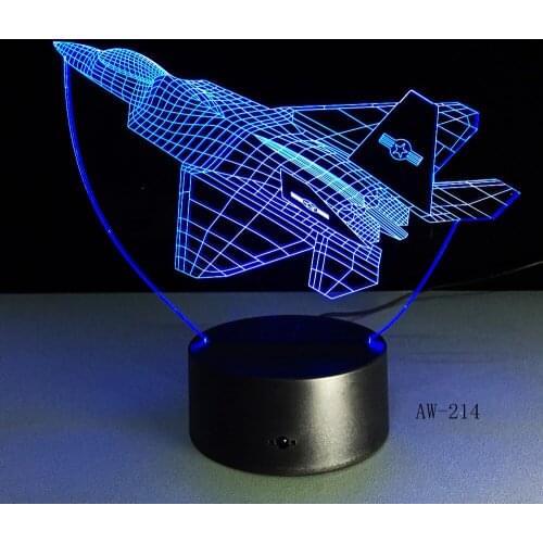 3d Led Night Light Warcraft Plane Model illusion Lampara Kids Gift Fighter Decorative Light Warplane Table Lamp Bedside AW-214