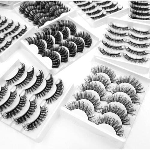 5 Pairs 3D Faux Mink Eyelashes Soft Natural False Eyelashes Thick Lashes Volume Fluffy Lashes Makeup Tools Wholesale