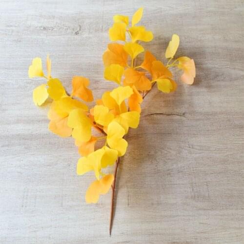 5 Pcs Ginkgo Leaves Artificial Leaf Decor Fake Plants for Wedding Decoration Home Party Yellow Ginkgo Leaves Winter Landscaping
