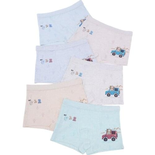 5pcs/Lot Four Seasons Wear High Quality 95%Cotton Cartoon Boys Lycra Cute Car Cotton Underwear Set Childrens Flat Underwear